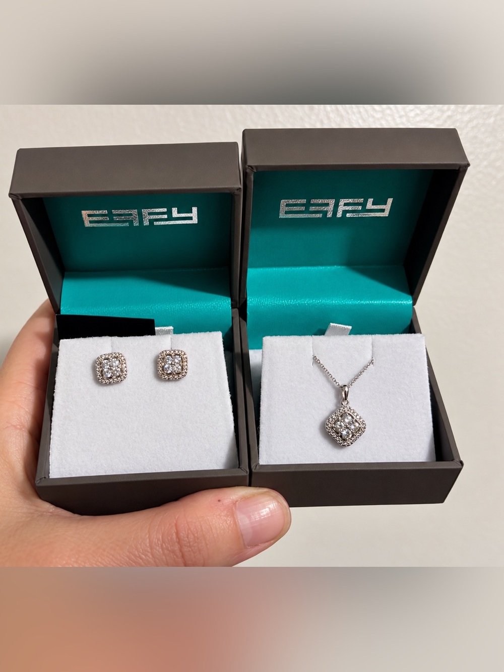 Effy Lab Grown Diamond Pendant & Earrings $500 .925 Sterling Silver New w/Tags
